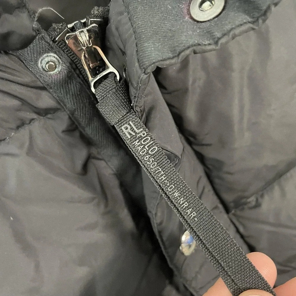 Polo Ralph Lauren Vest Mens Medium Black Down Puffer Quilted Full Zip Outdoor